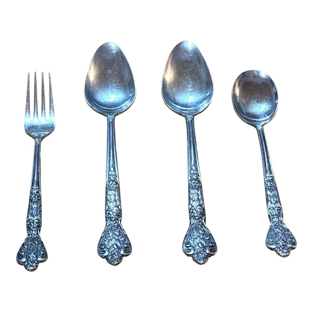 Versailles MSI Japan Stainless Steel Mixed Lot Spoons/Fork Rose Floral Set Of 4